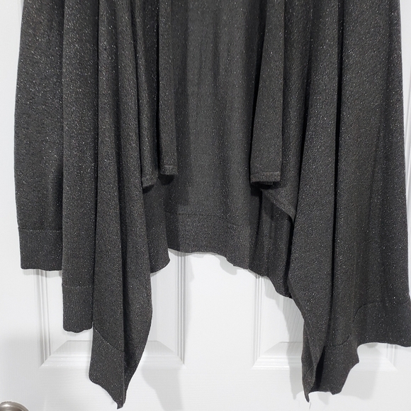 INC Woman Shimmery Gray Drape Open Front Cardigan in Size 2X - Picture 4 of 10